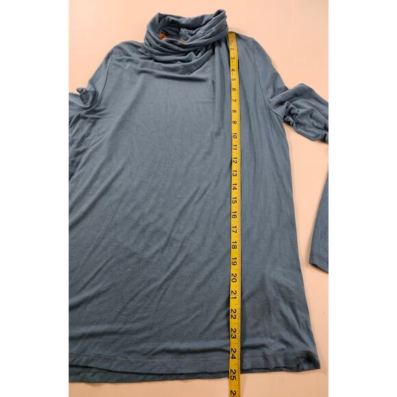 Soft surroundings mock turtle neck long sleeve blue medium pullover soft stretch - Picture 6 of 7